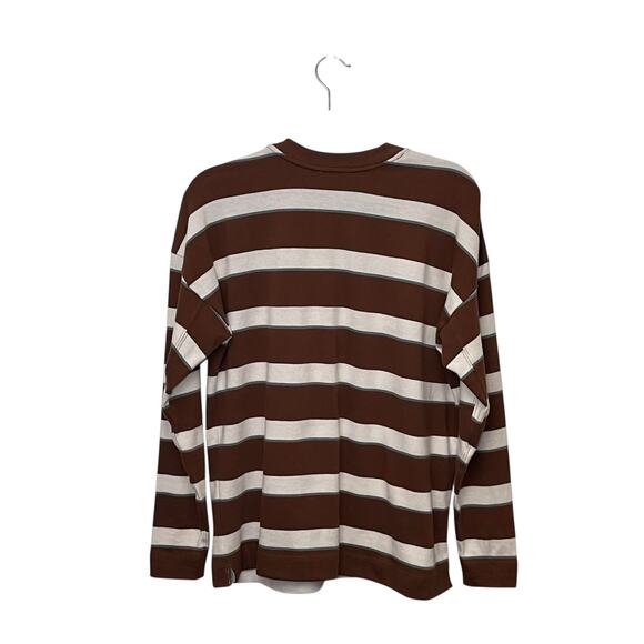 AYR Brown & White Striped Long Sleeve Cotton Top – Size XS - Picture 2 of 7